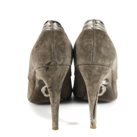 Elie Tahari Peep Toe Pumps Heels Suede Leather 37 - Picture 3 of 5